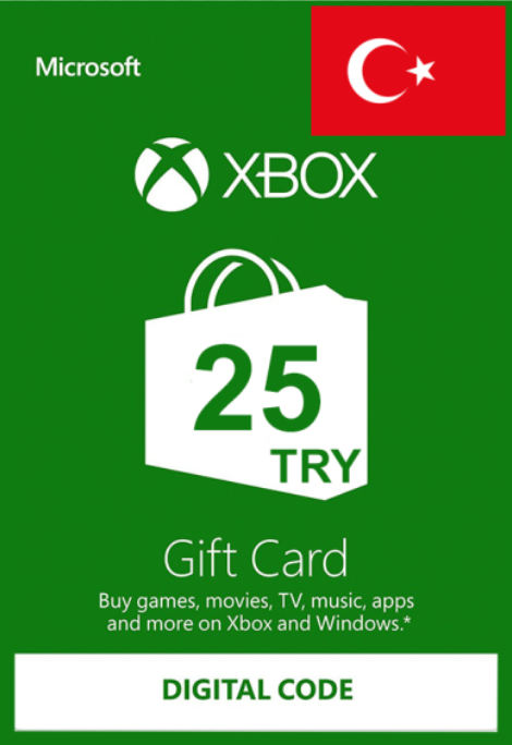XBOX LIVE GIFT CARD 25 TRY (ТУРЦИЯ) КАРТА ПОПОЛНЕНИЯ - Купить Игры Steam
